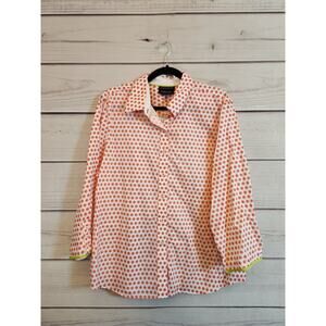Foxcroft Womens 3/4 Sleeve Orange Slice Printed Button Front‎ Blouse Size 16